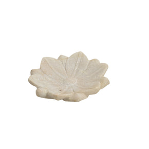 Lotus Carved 6" Round Marble Platter Catchall