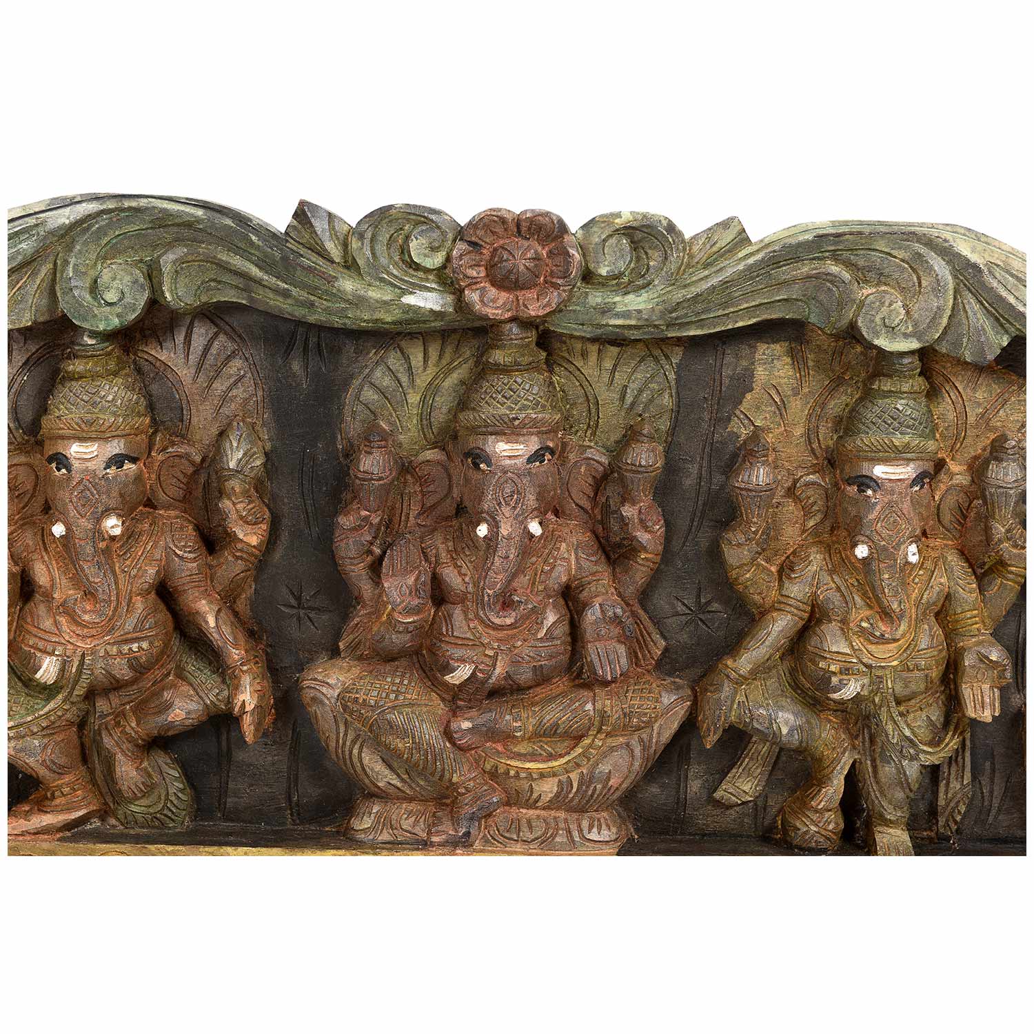 Traditional Indian Hand Carved Wooden Ganesha Wall Hanging