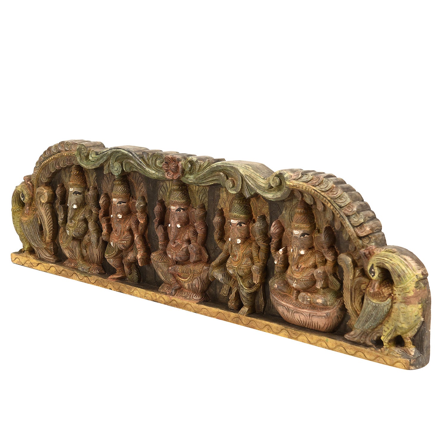 Traditional Indian Hand Carved Wooden Ganesha Wall Hanging