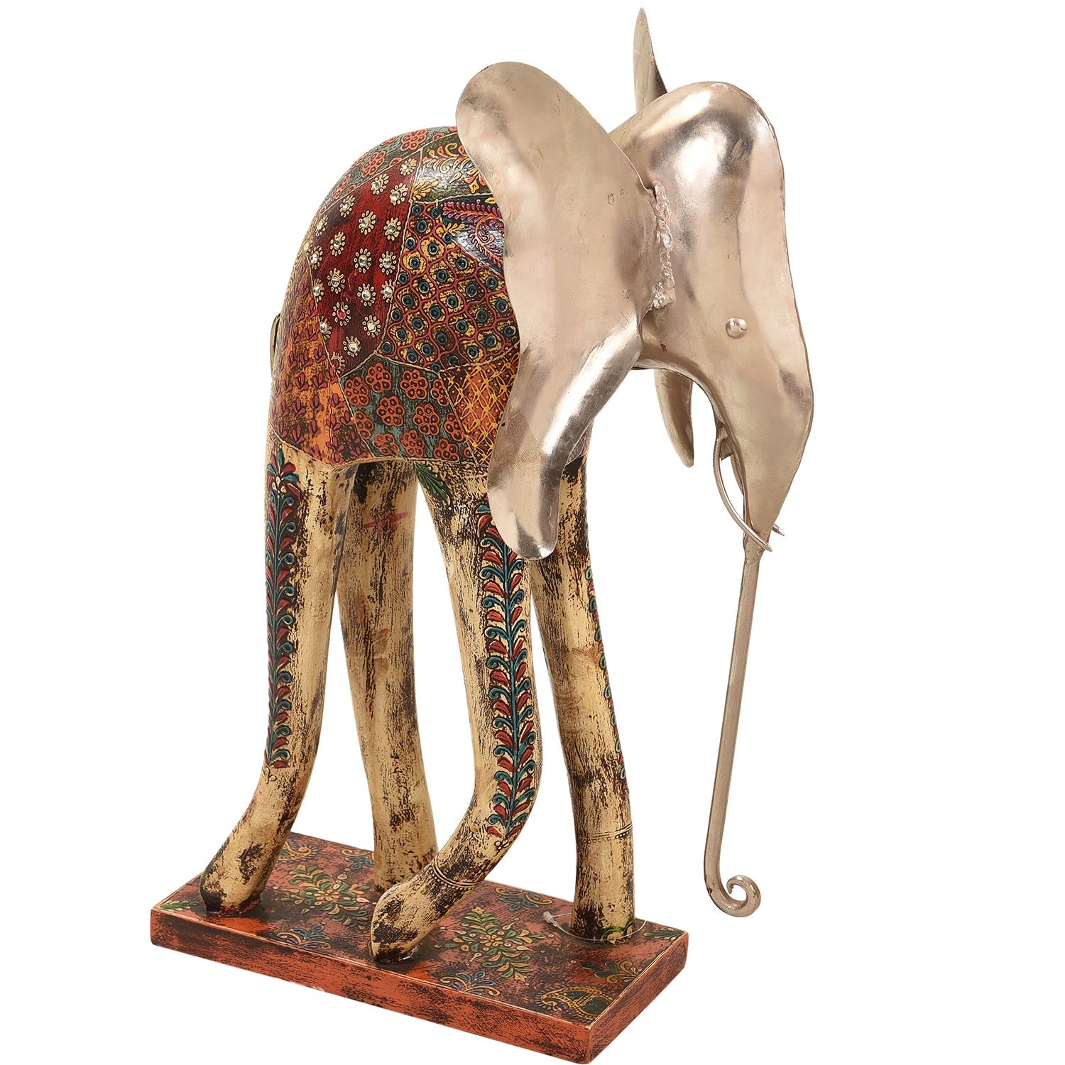 Unusual Wooden Elephant Hand Painted 19