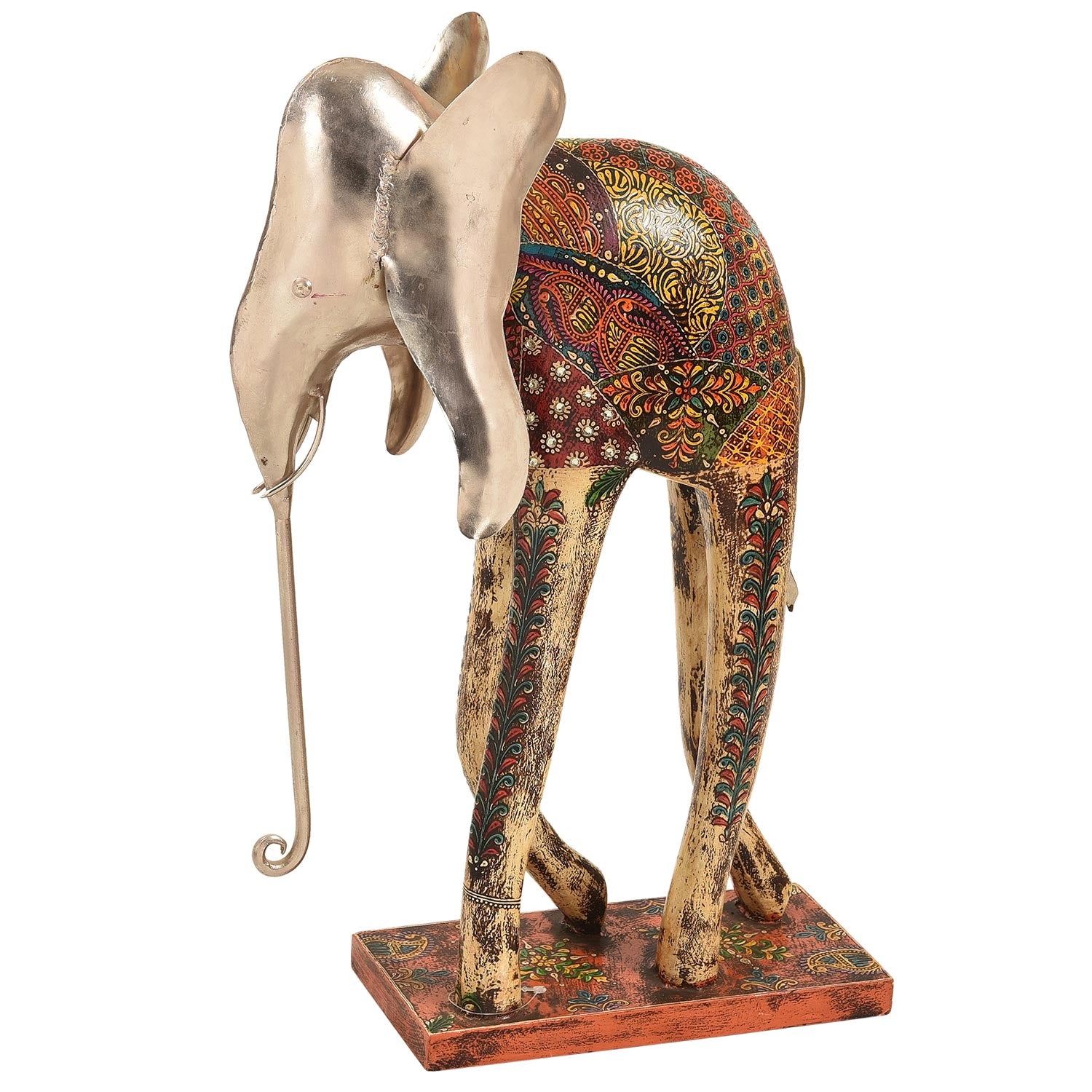 Unusual Wooden Elephant Hand Painted 19