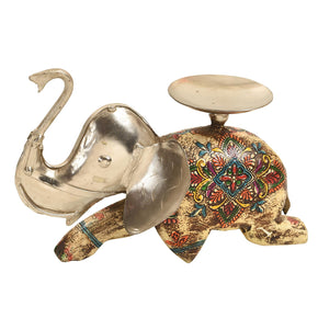 Unique Wood And Metal Elephant Candle Holder