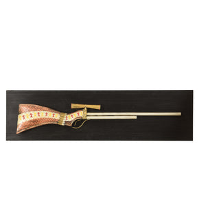 Unusual Hand Painted Rifle Wood And Metal Wall Décor