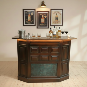 Rustic Modern Solid Wood 57" Wide Serving Bar Cabinet With Storage