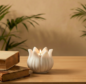 Lotus Carved Marble Tea Light Candle Holder