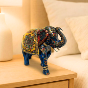 Artistic Hand Painted 12 in.Tall Wooden Royal Elephant