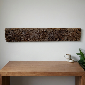 Antique Hand Carved Teak Wood Frieze Wall Art