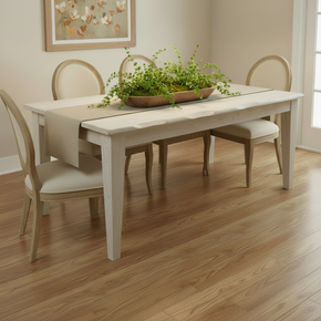 Farmhouse Style Solid Wood 79" x 40" Scalloped Edge 6 Seater Dining Table