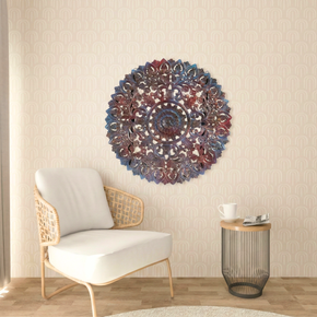 30" Round Lattice Carved Solid Wood Wall Panel