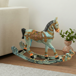 Unique Carved Hand Painted Royal Rocking Horse Statue