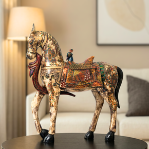 Art Deco Style Hand Painted Wooden 30 Inches Tall Horse Statue