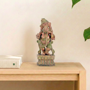 Vintage Hand Carved Dancing Ganesha 20 in. Tall Statue