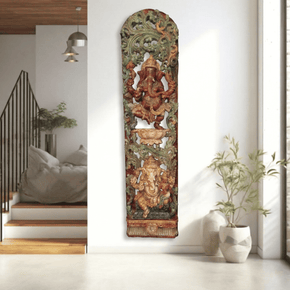 Artistically Hand Painted Solid Wood Carved 72 in. Tall Ganesha Statue