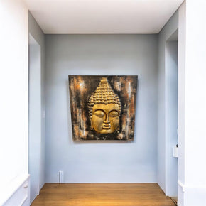 31 in. x 34 in. Large Gold Color Buddha Painting