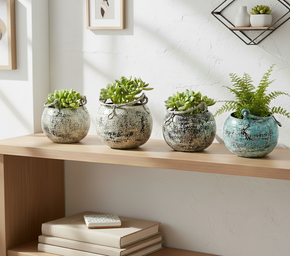 Farmhouse Style Distressed Vintage Metal Pot