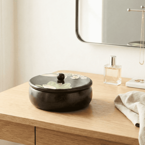 Artistically Painted Wooden Round Box With Lid