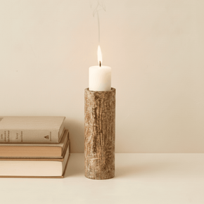Farmhouse Style 12" Tall Solid Wood Pillar Candle Holder