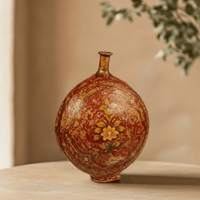 Antique Leather Water Carrier Vase