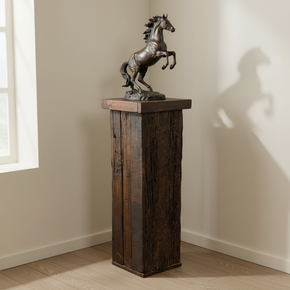 Rustic Ranch Style Antique Teak Wood 38" Tall Display Pedestal