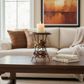Transitional Style Decorative Wood And Metal Riser Stand