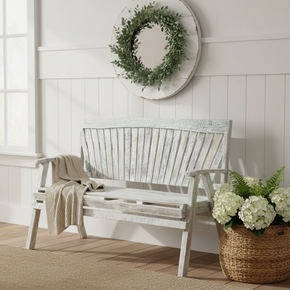 Farmhouse Style Distressed Painted Reclaimed Wood Bench