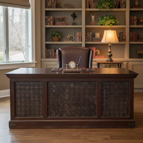 Rustic Ranch Style 72" Wide Solid Wood Desk With Metal Accents