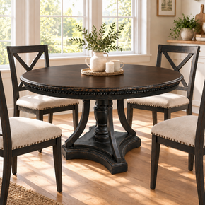 Transitional Style Vintage 48" Round Solid Wood Dining Table
