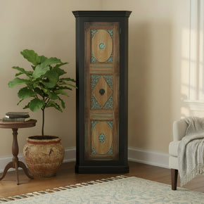 Farmhouse Style Hand Carved Vintage Door Repurposed Corner Armoire