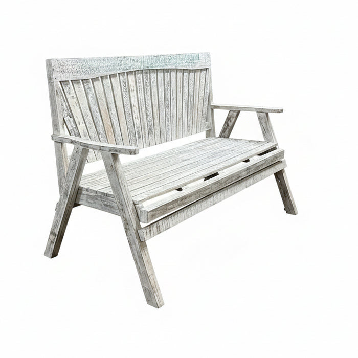 Farmhouse Style Distressed Painted Reclaimed Wood Bench - Far Pavilions