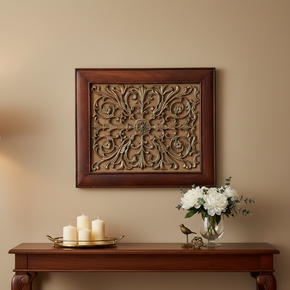 Transitional Style 31" x 26" Wood and Metal Wall Hanging Accented with Burlap