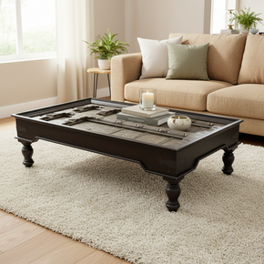 Ranch Style Antique Door Repurposed 60" x 34" Solid Wood Coffee Table