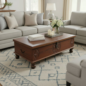 Farmhouse Style Vintage Teak Wood 48 in. x 25 in. Chest Coffee Table