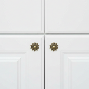 Transitional Style Antique Brass Finish Cabinet Rosette Knobs