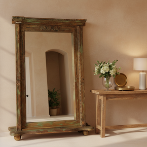 Farmhouse Style Antique Doorframe Repurposed Large Freestanding Floor Mirror