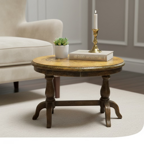 Victorian Style Hand Painted Oval 31" Wide End Table