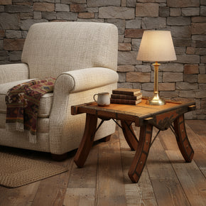 Rustic Ranch Style 24 in. Square Wood And Metal End Table