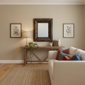 Modern Farmhouse Style 30 in. x 36 in. Distressed Reclaimed Wood Rectangle Mirror