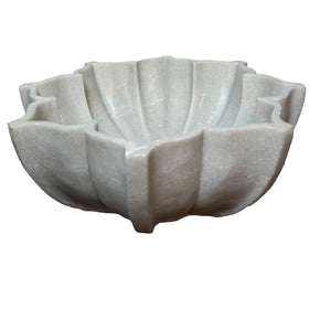 Handcarved White Marble 16 in. Lotus Shaped Vessel Sink