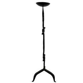 28 in. Tall Rustic Black Iron Candle Stand