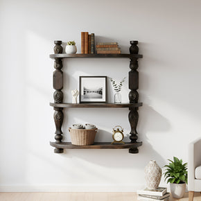 Rustic Carved Wood Bedposts Repurposed Wall Floating Shelf