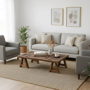 1900s Hand Carved Door Repurposed Solid Wood 52" x 30" Unique Coffee Table