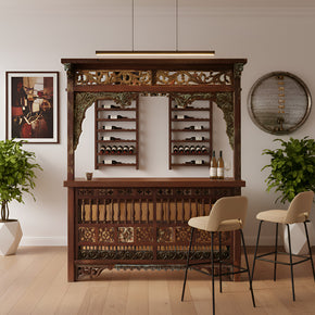 Unique Farmhouse Style Reclaimed Wood 99" Tall Serving Bar