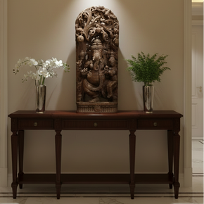 Hand Carved Solid Wood Dancing Ganesha 38 in. Tall Statue