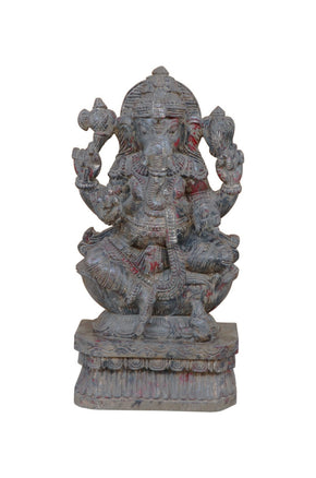 Vintage Hand Carved Wooden 24" Tall Ganesha Statue