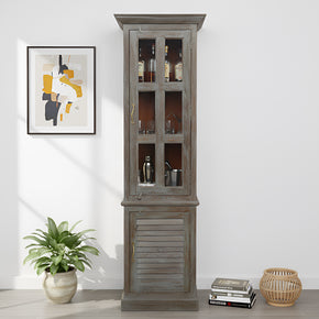 Solid Wood 84 Inch Tall Curio Display Cabinet with 3 Shelves