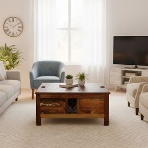 Reclaimed Wood Storage Trunk 40" Square Coffee Table