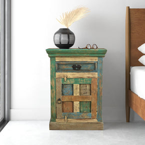 Farmhouse Style Reclaimed Wood Colored Patina Nightstand