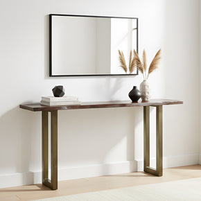 Modern Live Edge Solid Wood Top Console With Chrome Base