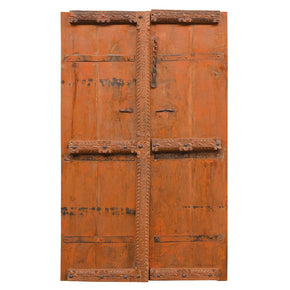 Vintage Teak Wood Carved Door With Nailheads Rustic Wall Decor