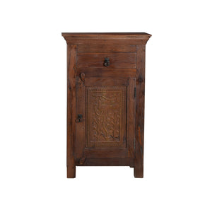 Vintage Carved Shutter Repurposed Unique 15 in. Narrow  Nightstand Cabinet